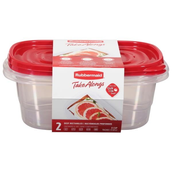 Rubbermaid TakeAlongs Containers Lids Deep Rectangles 8 Cup