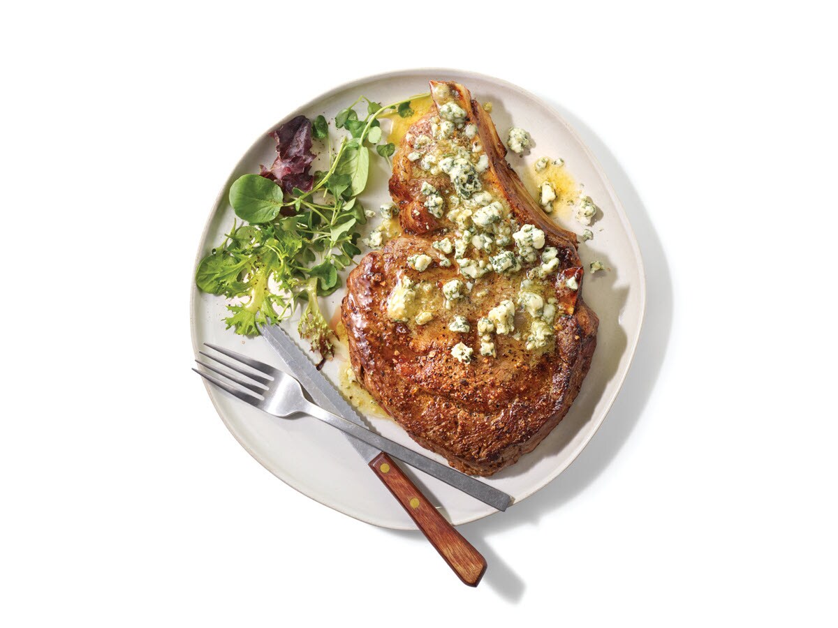 Savory Steaks with Blue Cheese Butter and Marvelous Mushrooms