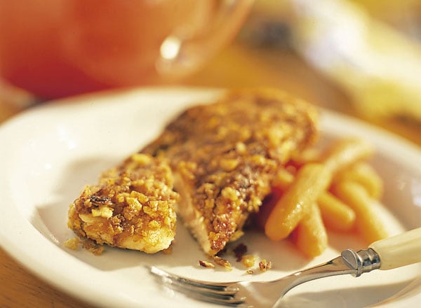 Apple Crisp Chicken, Honey Carrots, and Tangerine Punch