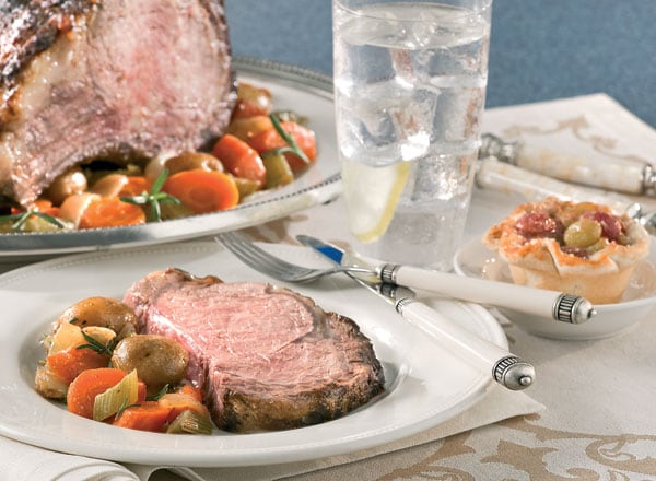 Horseradish-Crusted Standing Rib Roast with Rustic Grape Tarts