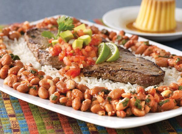 Carne Asada with Salsa and Zesty Pinto Beans