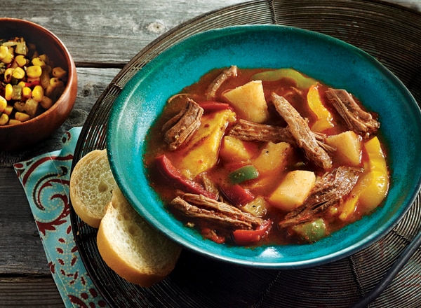 Shredded Beef with Plantains and Peppers