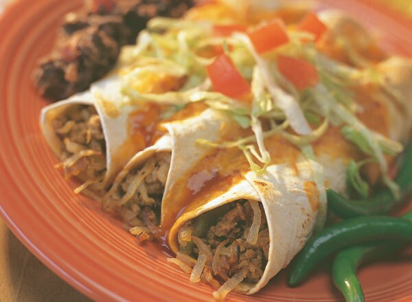 Turkey and Potato Enchiladas with Refried Black Beans