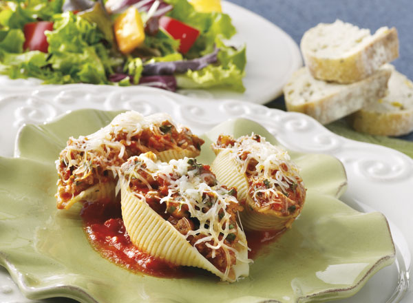 Stuffed Shells with Marinara and Salad with Lemon Vinaigrette