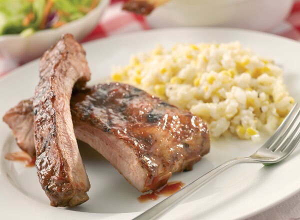 Barbecue Pork Back Ribs and Fresh Corn Risotto