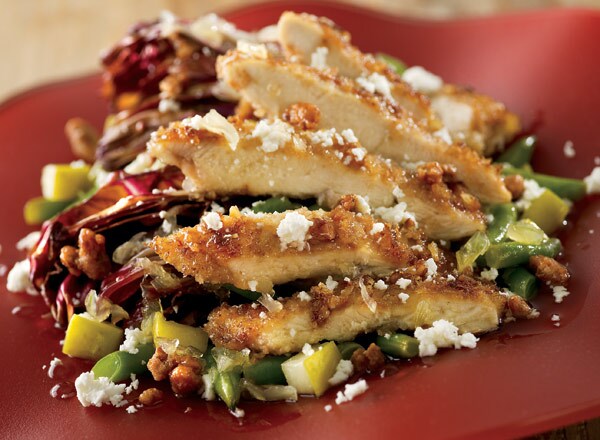 Praline Chicken and Warm Goat Cheese Salad