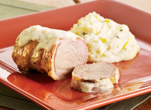 Pork with Lemon Dill Sauce and Cheddar Champ
