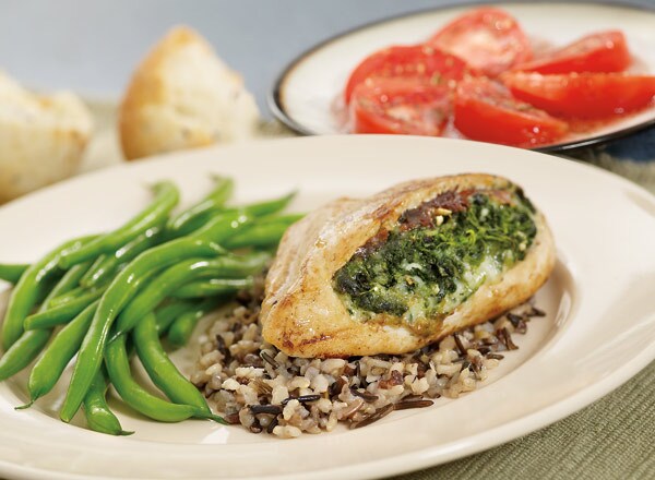 Chicken Florentine and Wild Rice With Berry Vinaigrette Tomatoes