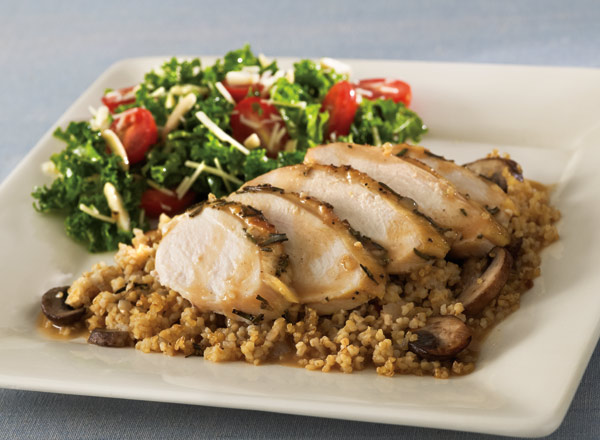 Honey-Rosemary Chicken and Bulgur with Parmesan Kale Salad