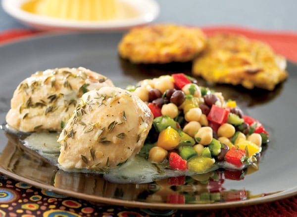 Lime Garlic Chicken with Two-Bean Bell Pepper Salad