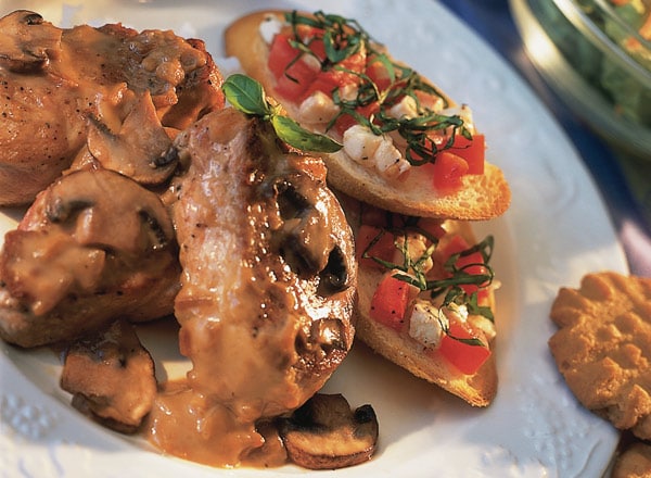 Mushroom Pork Tenderloin and Bruschetta Fresca