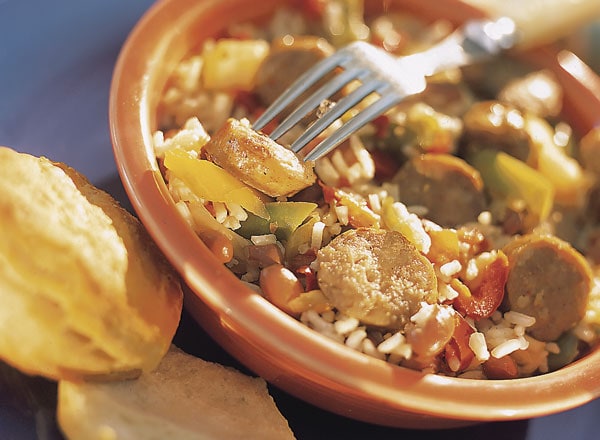 Grilled Cajun-Style Sausage With Quick Red Beans and Rice