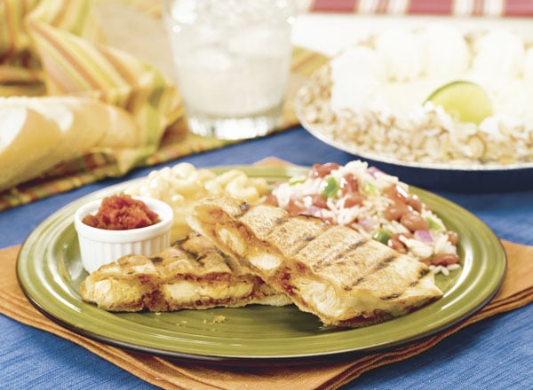 Chicken Tender Panini and Tomato Chutney with Confetti Rice Salad