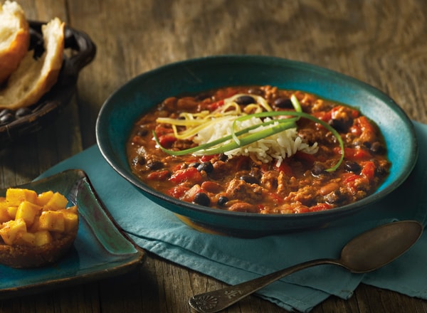 Beef, Pork, and Bean Chili With Apples in a Nest