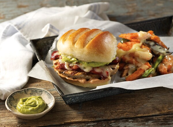 Southwest-Style Turkey Burgers with Spicy Sweet Potato Fries