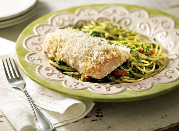 Baked Fish Au Gratin with Pesto Pasta