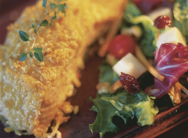 Parmesan Crusted Salmon With Crunchy Pear Salad