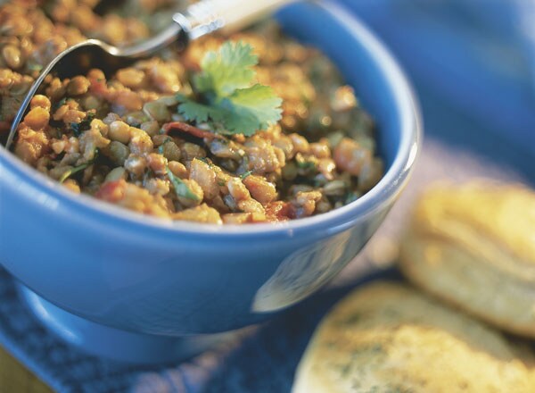 Salsa Lentils With Garlic and Herb Biscuits