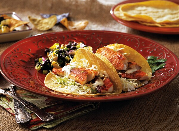 Smoked Paprika Fish Tacos with Black Bean-Pineapple Salsa