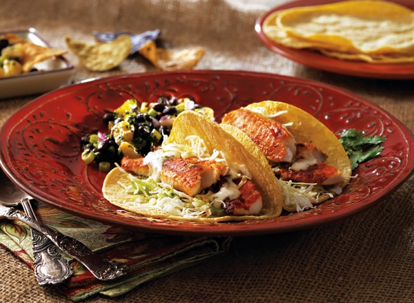 Smoked Paprika Fish Tacos with Black Bean-Pineapple Salsa