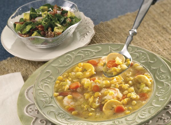 Caribbean-Style Split Pea Soup and Watercress with Mustard Dressing