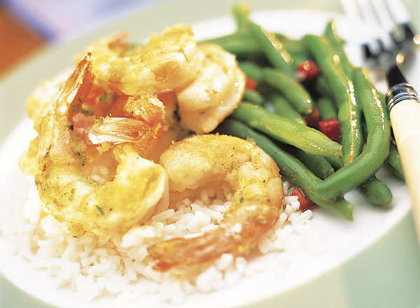 Baked Shrimp Scampi with Spiced Green Beans