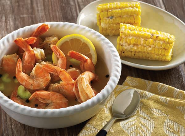 Simple Shrimp Boil with Caesar Corn on the Cob