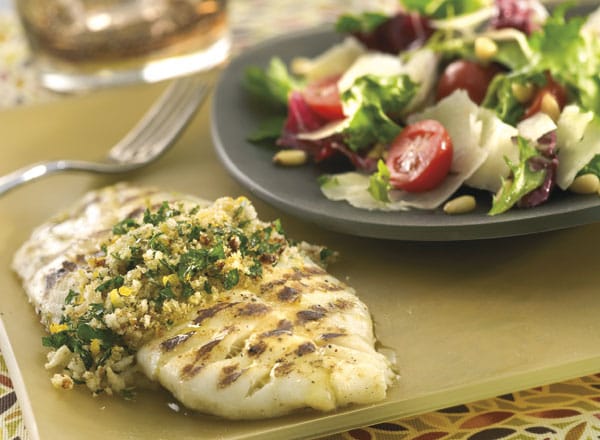 Grilled Fish with Gremolata and Spring Salad with Parmesan