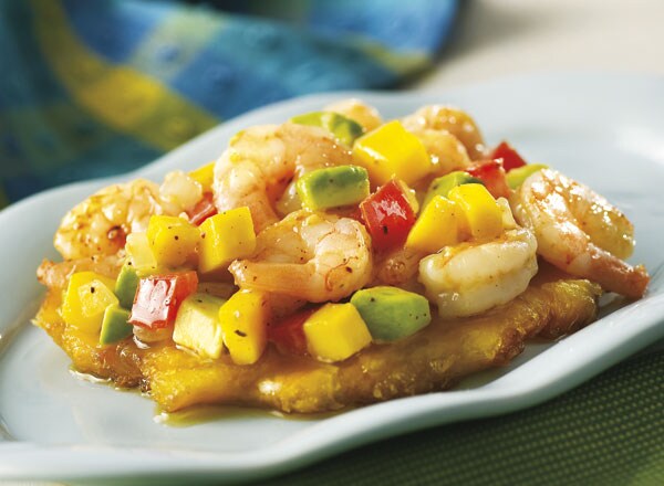 Island Shrimp over Tostones