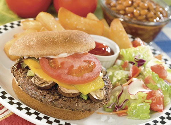 Roadhouse Burgers with BLT Salad