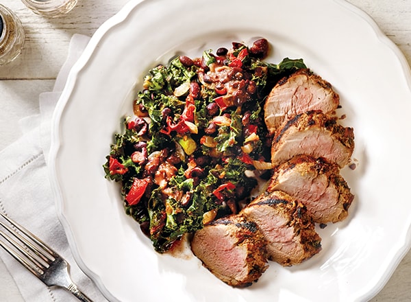 Cuban Pork with Black Beans and Kale