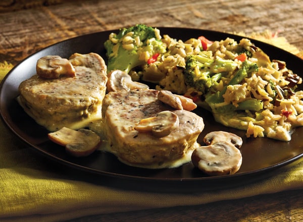 Creamy Mushroom Pork with Broccoli Rice Casserole