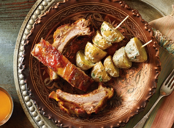 Luau-Style Ribs with Horseradish Potato Skewers