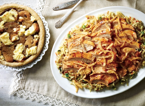 Quick Roasted Garlic Chicken &amp; Rice with Cookie Cheesecake Pizza