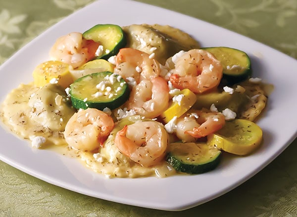 Greek-Seasoned Shrimp and Ravioli Sauté