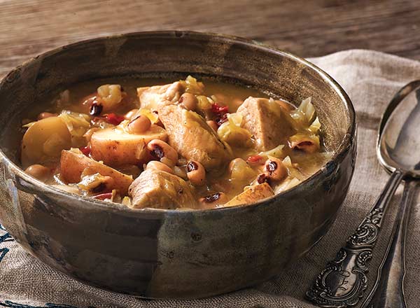 Pork and Cabbage Stew with Black-Eyed Peas
