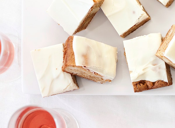 Ginger-Macadamia Nut Blondies with White Chocolate