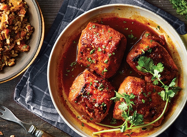 Apricot Ginger-Glazed Pork with Apricot Rice Pilaf