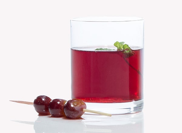 Whiskey Prosecco Punch with Grape and Mint