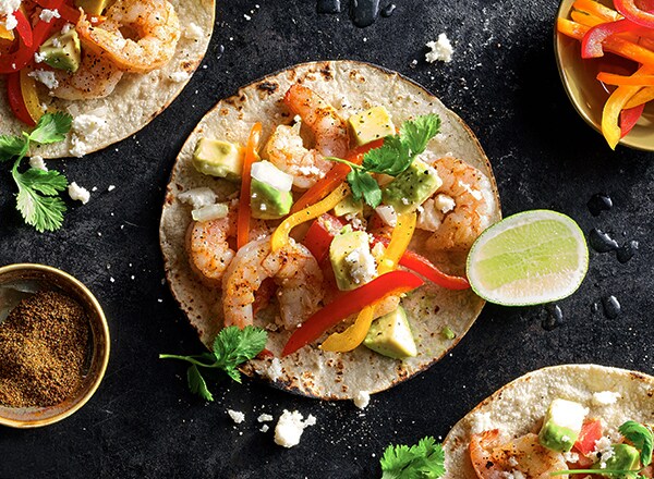 Spicy Shrimp Tacos with Avocado Salad