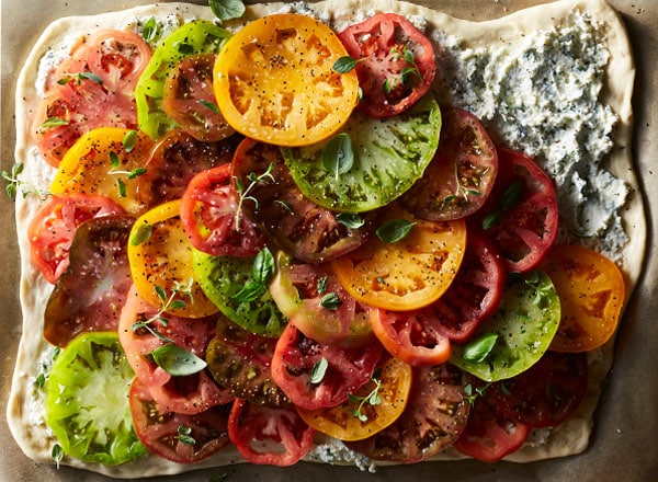 Heirloom Tomato and Herbed Ricotta Flatbread