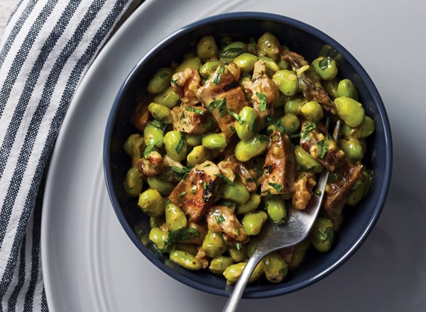 Grilled Portabella, Edamame, and Walnut Salad