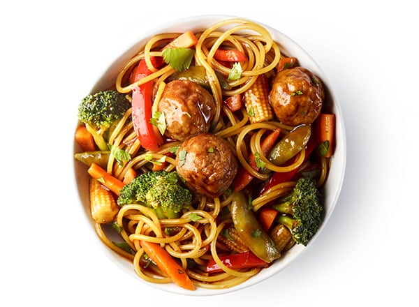 Sweet-and-Spicy Meatball Lo Mein