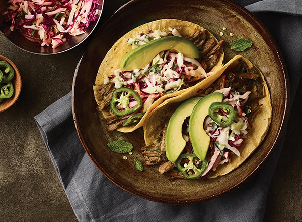 Cilantro-Lime Beef Tacos with Mojito Slaw