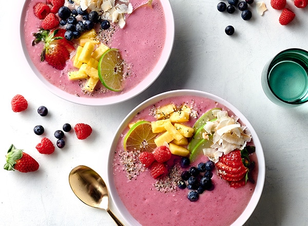 Strawberry-Banana Rainbow Smoothie Bowl