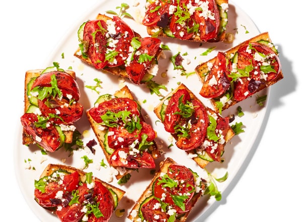 Greek-Style Roasted Tomato Tartines