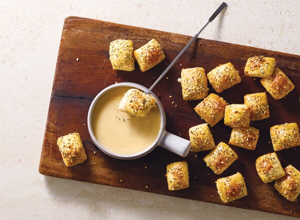 Everything Bread-Bites with Beer Cheese Fondue