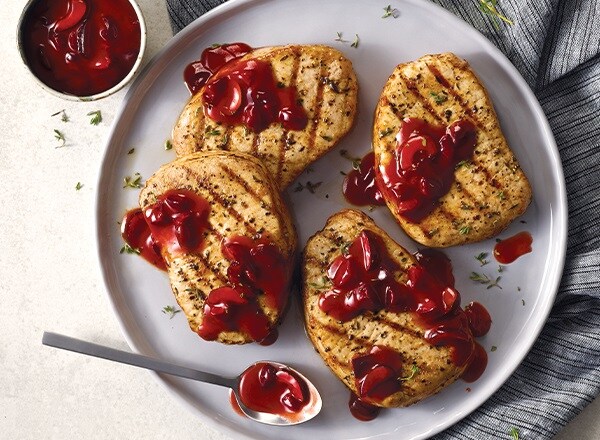 Thyme Pork with Cherry Sauce