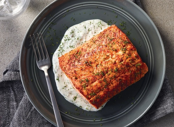 Sautéed Keta Salmon with Dill-Yogurt Sauce