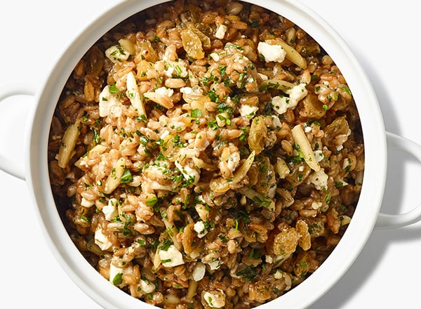 Farro Risotto with Almonds and Raisins